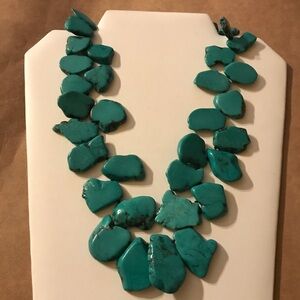 Vintage Lucas Lameth Flat Chunky Turquoise Statement Necklace marked  LUC 925 CN